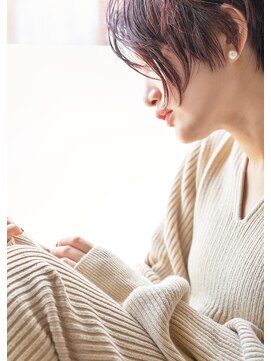 ヘアーアンドアトリエ マール(Hair&Atelier Marl) 【Marl】ダークレッドカラーに前下がりの無造作ショートボブ♪