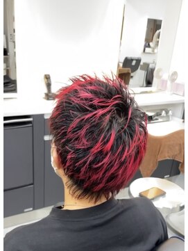 ショット 高槻(SHOT) ルビーカラー×バレイヤージュ　担当:篠崎和也