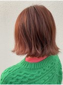 切りっぱなしボブ×オレンジベージュ