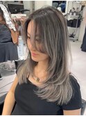 フェミニンロング40代60代タッセルボブ前髪レイヤーボブ