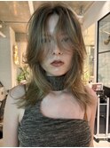 レイヤーカット　ハイライト　ベージュ
