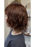レイヤーパーマ　オレンジブラウン　20代　30代　40代