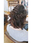 編み込みハーフアップ