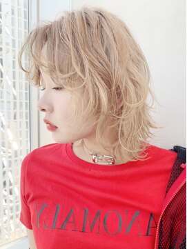 アルバム 銀座(ALBUM GINZA) ホワイトベージュ_ネイビーカラーフレンチボブ_ba250541