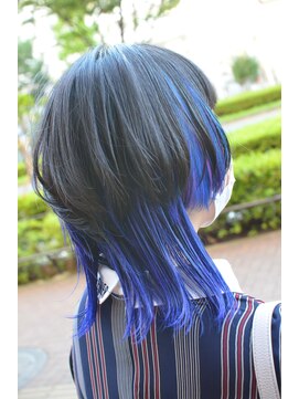 ポタム 東中野(potamu) マッシュレイヤーにブルーのインナーカラー