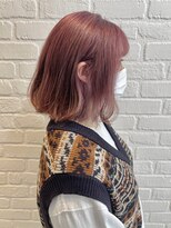 デイジー インデックスヘア 大島店(DAISY index hair)&nbsp;ハイトーンボブピンクカラーベビーピンク切りっぱなしボブ
