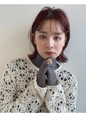 切りっぱなしボブレイヤー小顔シースルーバングピレンジカラー