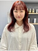 暖色ボルドーレッドブラウンカラークビレ巻き韓国風大人可愛い