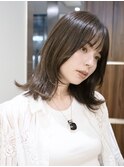 ◆ミディアムレイヤーカット/くびれヘア/シースルー/グレージュ