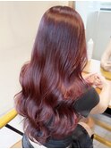 ピンクラベンダーカラーロングレイヤーカット20代30代40代50代