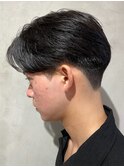 メンズセンターパートウルフセンターパートニュアンスパーマ襟足