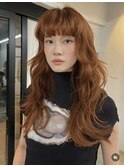 オレンジベージュ　レイヤーカット
