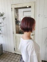 ヘアスペース リズム グリーン(Hair space Rizm green)&nbsp;かわいいショートボブ×レッドブラウン 30代40代50代60代