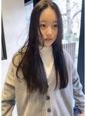 顔まわりカット/切りっぱなしロング/10代