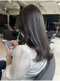 グレージュカラーグレーアッシュ顔周りカット韓国風甲府美容室