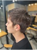 MEN'S HAIRブラウンベージュ刈り上げショートマッシュレイヤー