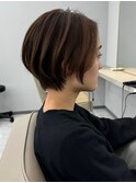大人ショートボブ丸みショートカットマッシュショート前髪あり