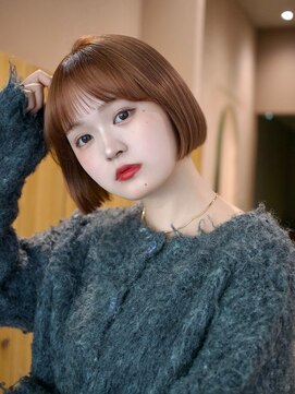 ガーデンヨコハマエスト(GARDEN YOKOHAMA est) 切りっぱなしボブ　ラインボブ　ピンクベージュ　ミニボブ