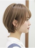 丸みショートショートボブ耳かけショート顔まわりカット