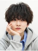 ラウンドマッシュニュアンス波巻きツイストシャドウサーフカール