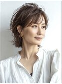 大人ショートレイヤー白髪ぼかし脱白髪染め40代50代60代原宿