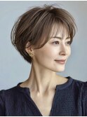 白髪ぼかし脱白髪染め似合わせショートボブ40代50代60代♪