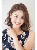 大人カジュアル×ロングボブ×mixウェーブ×ハニーベージュ