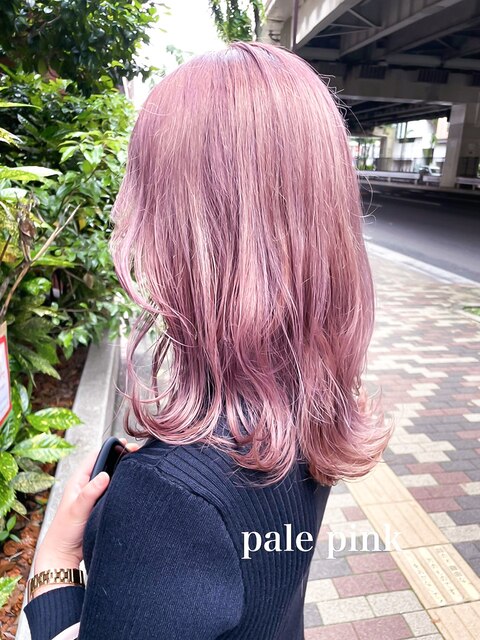 外ハネボブペールピンクケアブリーチ髪質改善カラー韓国風中国