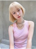 【kate 大宮】ホワイトブロンド×ゆるふわボブ