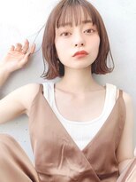 Say.切りっぱなしボブミルクティーアッシュシースルーバング青山