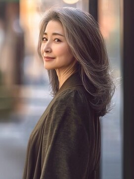 アルトリスト(Altruist Aging×HAIR&SPA) ★ダークアッシュ大人ガーリーボブ着物ミディアムレイヤーカット