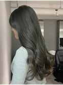 ミディアムロングレイヤーカット顔まわりくびれ韓国ヘア心斎橋