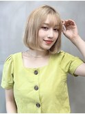 ダブルカラー♪内巻きハイトーンボブ