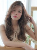 ゆるウェーブデジタルパーマ色気セクシーカールブラウンベージュ