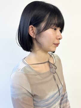 モリオフロムロンドン 松戸店(Morio from London) 【モリオ松戸　石山】黒髪ミニボブ耳掛けボブ顔周りレイヤー