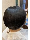 マッシュルームボブ/ショートボブ/30代40代50代/黒髪/艶髪