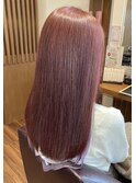 透明感シアーピンク大人可愛いストレートロングヘア20代30代40代