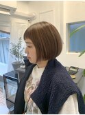 ぷつっとボブ/暖色系カラー/切りっぱなしボブ/ミニボブ