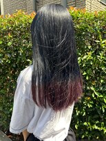 ミュラ(mulah)&nbsp;裾カラーピンク×透明感カラーネイビーブルー＊艶ストレート