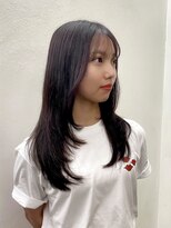 パドル(Paddle)&nbsp;レイヤーカット/韓国レイヤー/暖色カラー/暗髪カラー/くびれヘア