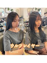 シェル 津山の手店(shel)&nbsp;大人可愛い似合わせカットウルフレイヤー透け感無造作