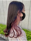 ＊インナーカラーピンクイヤリングカラーピンクブラウンカラー