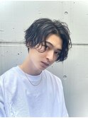 渋谷シャドウパーマメンズカットメンズパーマセンターパート30代