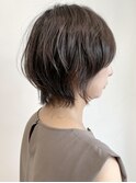 say.ショートボブひし形ショートハイライトヘーゼルグレージュ