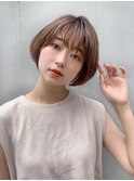 【東 純平】小顔マッシュショートボブ+セピアベージュ