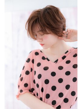 ミック 日暮里店(miq) ベージュピンク前下がりニュアンスマッシュショートa1