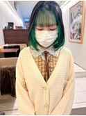 【インナーカラー】インナーグリーンカラー