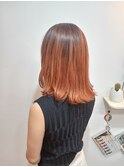 オレンジブラウンシルキーベージュ重めミディアムガーリー