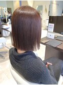 切りっぱなしボブ/ピンクブラウン/透明感/艶髪/20代30代40代