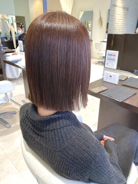 アメイジングヘアー 美沢店(AMAZING HAIR) 切りっぱなしボブ/ピンクブラウン/透明感/艶髪/20代30代40代